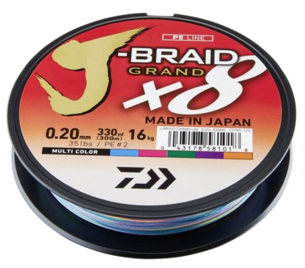 Daiwa J Braid X8 Grand 150m Multi Colour Multifilament