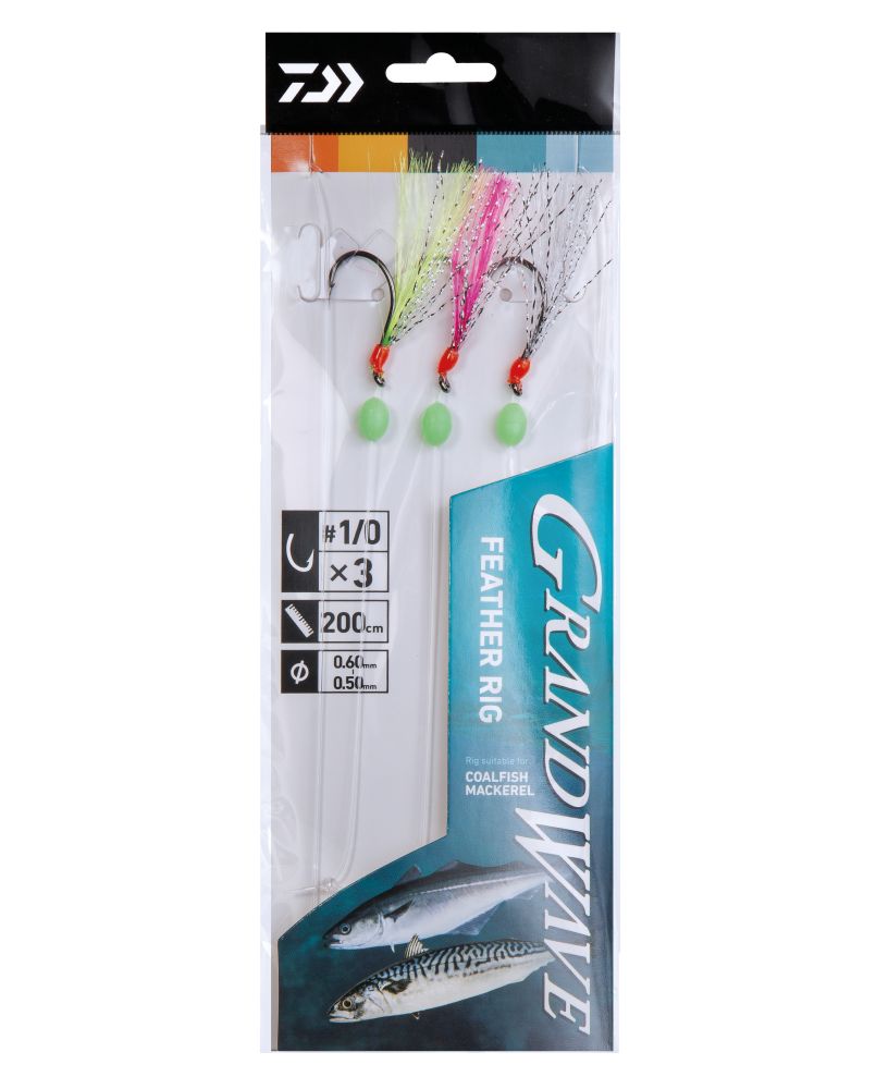 GW FEATHER RIG 4-1/0 Makrell og Sei 200cm Kroksett Sjøfiske