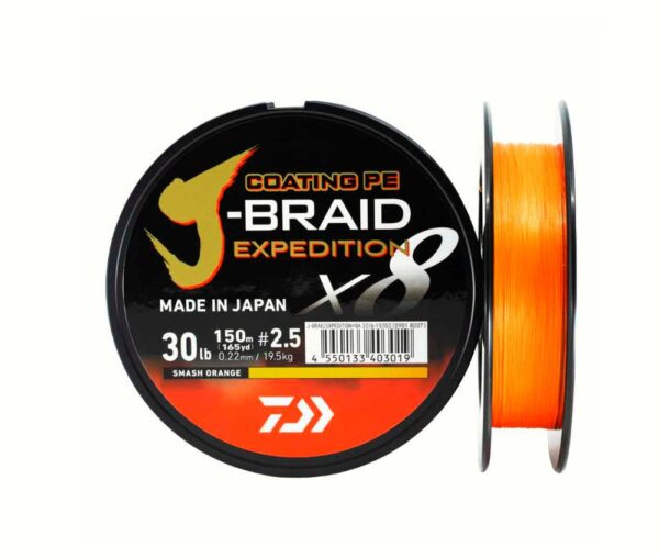 Daiwa J Braid Expedition 150m Smash Orange Multifilament