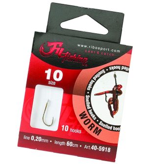 Snelled Hooks Worm Ready Made