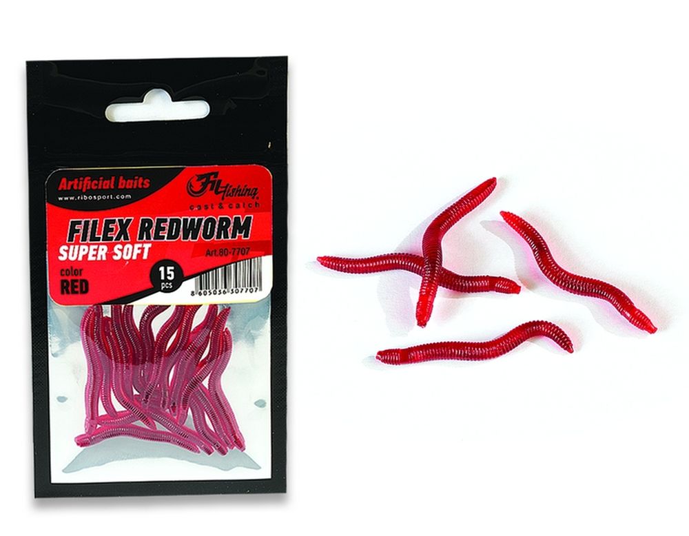 Filex Redworm 5cm 15stk Isfiskefor og Agn